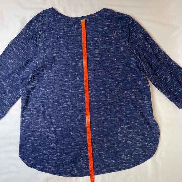 Simply Vera by Vera Wang 3/4 Sleeves Top Size XL Navy Textured Knit - Picture 5 of 8